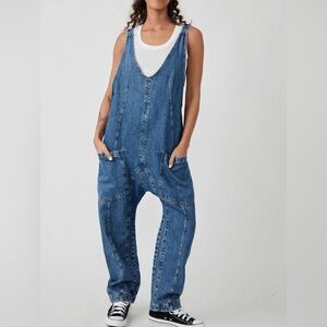 We The Free High Roller Denim Jumpsuit Size large